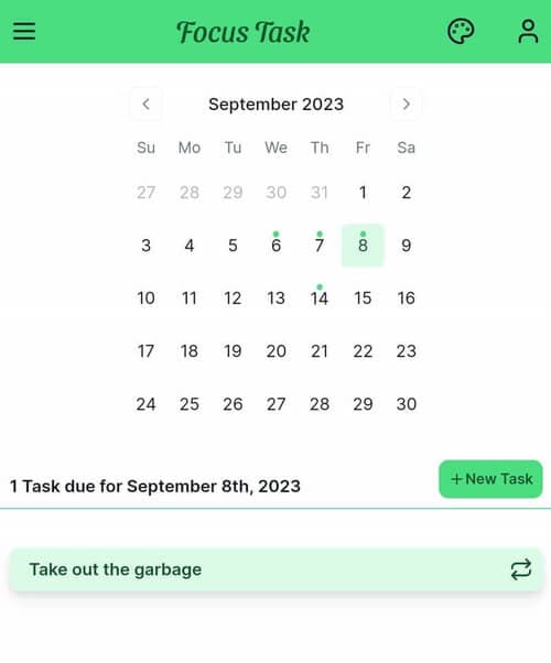 Task Calendar Screenshot